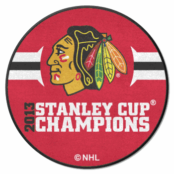 Chicago Blackhawks Hockey Puck Rug - 27in. Diameter, 2013 NHL Stanley Cup Champions