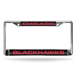 Chicago Blackhawks Laser Chrome Frame - Black Background With Red Letters