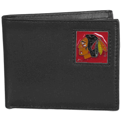 Chicago Blackhawks Leather Bi-fold Wallet Packaged in Gift Box
