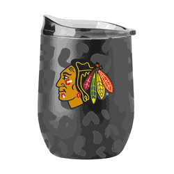 Chicago Blackhawks Leopard 16oz Black Powdercoat Curved Beverage