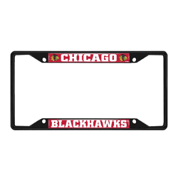 Chicago Blackhawks Metal License Plate Frame Black Finish