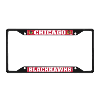 Chicago Blackhawks Metal License Plate Frame Black Finish