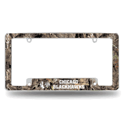Chicago Blackhawks Mossy Oak 12" x 6" Chrome All Over Automotive License Plate Frame for Car/Truck/SUV