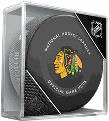 Chicago Blackhawks NHL Hockey Official Game Puck IN CUBE