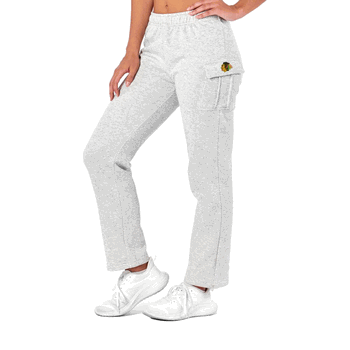 Chicago Blackhawks NHL Kadi Cargo Straight Fleece Pants Heather Grey Medium