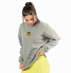 Chicago Blackhawks NHL Kadi Long Sleeve Cozy Tee Heather Grey Small