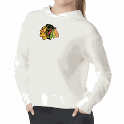 Chicago Blackhawks NHL Kadi Waffle Hoodie Coconut Cream Medium