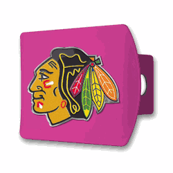 Chicago Blackhawks Pink Metal Hitch Cover with  3D Color Emblem
