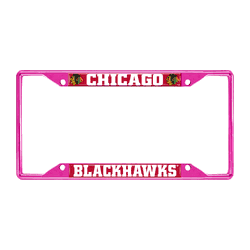 Chicago Blackhawks Pink Metal License Plate Frame - 6.25"x12.25"