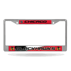 Chicago Blackhawks Red&Black 12" x 6" Chrome Frame With Decal Inserts