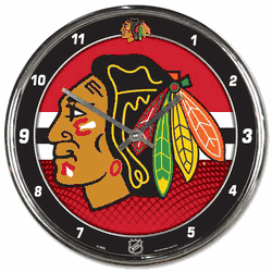 Chicago Blackhawks Round Chrome Wall Clock