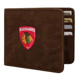 Chicago Blackhawks Shield Wallet - Brown