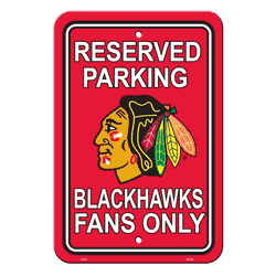 Chicago Blackhawks Sign 12x18 Plastic Reserved Parking Style CO