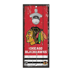Chicago Blackhawks Sign Wood 5x11 Bottle Opener