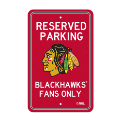 Chicago Blackhawks Team Color Reserved Parking Sign Dcor 18in. X 11.5in. Lightweight