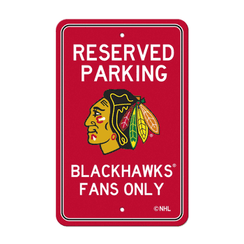 Chicago Blackhawks Team Color Reserved Parking Sign Décor 18in. X 11.5in. Lightweight