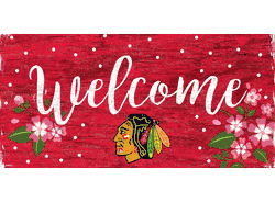 Chicago Blackhawks Welcome Floral 6x12 Sign