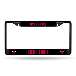 Chicago Bulls #1 Dad Black Chrome Frame with Decal Inserts 12" x 6" Car/Truck Auto Accessory