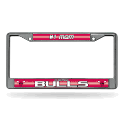 Chicago Bulls #1 Mom 12" x 6" Silver Bling Chrome Car/Truck/SUV Auto Accessory