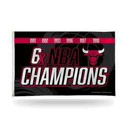Chicago Bulls : 6 Time Nba Champs Banner Flag