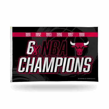 Chicago Bulls : 6 Time Nba Champs Banner Flag