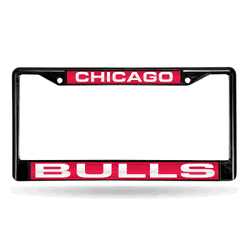 Chicago Bulls Black 12" x 6" Black Laser Cut Chrome Frame