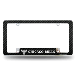 Chicago Bulls Black 12" x 6" Chrome All Over Automotive License Plate Frame