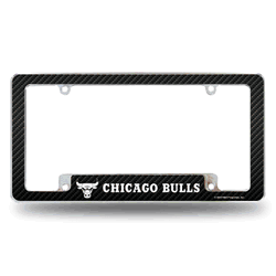 Chicago Bulls Black 12" x 6" Chrome All Over Automotive License Plate Frame for Car/Truck/SUV