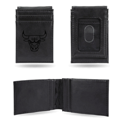 Chicago Bulls Black Laser Engraved Front Pocket Wallet
