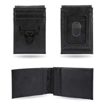 Chicago Bulls Black Laser Engraved Front Pocket Wallet