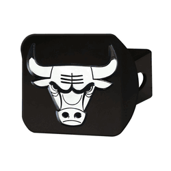 Chicago Bulls Black Metal Hitch Cover with Metal Chrome 3D Emblem