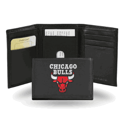 Chicago Bulls  Embroidered Genuine Leather Tri-fold Wallet 3.25" x 4.25" - Slim