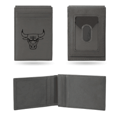 Chicago Bulls Gray Laser Engraved Front Pocket Wallet