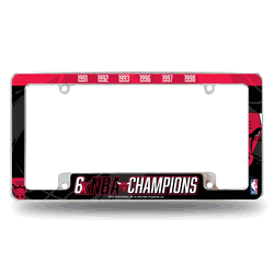 Chicago Bulls Multi Champ 12" x 6" Chrome All Over Automotive License Plate Frame