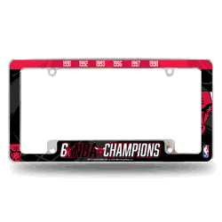 Chicago Bulls Multi Champ 12" x 6" Chrome All Over Automotive License Plate Frame for Car/Truck/SUV