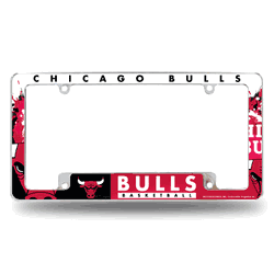 Chicago Bulls Primary 12" x 6" Chrome All Over Automotive License Plate Frame for Car/Truck/SUV