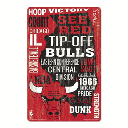 Chicago Bulls Sign 11x17 Wood Wordage Design
