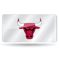 Chicago Bulls Silver 12" x 6" Silver Laser Cut Tag For Car/Truck/SUV