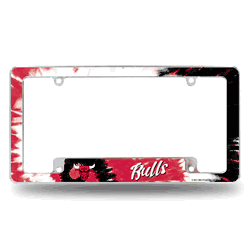 Chicago Bulls Tie Dye 12" x 6" Chrome All Over Automotive License Plate Frame for Car/Truck/SUV