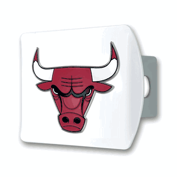 Chicago Bulls White Metal Hitch Cover with  3D Color Emblem