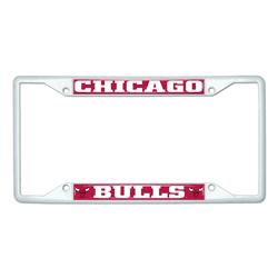 Chicago Bulls White Metal License Plate Frame - 6.25"x12.25"