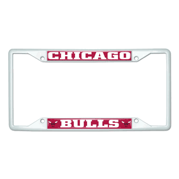 Chicago Bulls White Metal License Plate Frame - 6.25