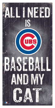 Chicago Cubs Baseball and My Cat 6x12 Sign