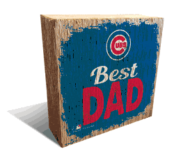 Chicago Cubs Best Dad 6x6 Wood Block