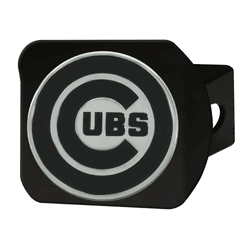 Chicago Cubs Black Metal Hitch Cover with Metal Chrome 3D Emblem