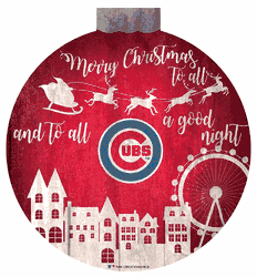 Chicago Cubs Christmas Village 12in Wall Art
