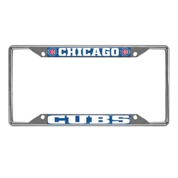 Chicago Cubs Chrome Metal License Plate Frame, 6.25in x 12.25in