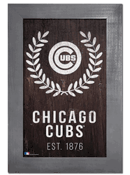 Chicago Cubs Laurel Wreath 11x19 Sign