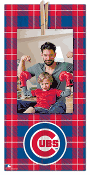 Chicago Cubs Plaid Clothespin 6x12 Sign