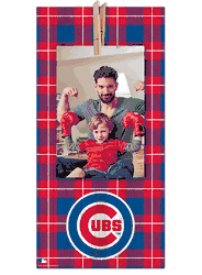 Chicago Cubs Plaid Clothespin 6x12 Sign